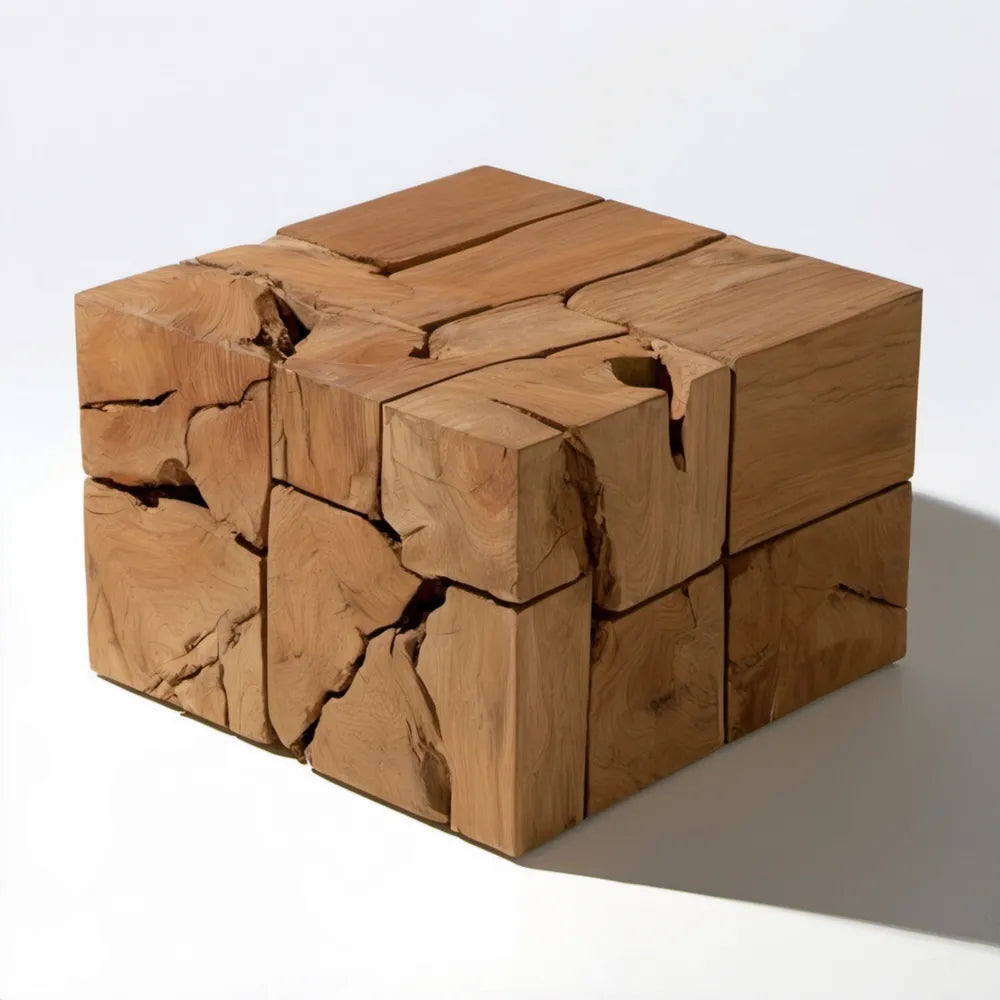 Naturalny kwadratowy stolik kawowy z litego drewna dębowego 60 x 60 x 45 cm
