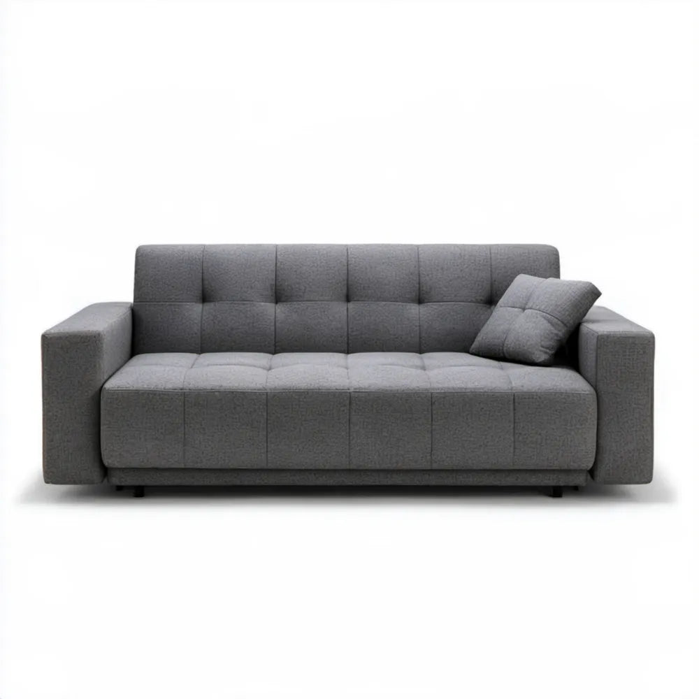 Szara trzyosobowa sofa z tkaniny poliestrowej 220 x 90 x 85 cm