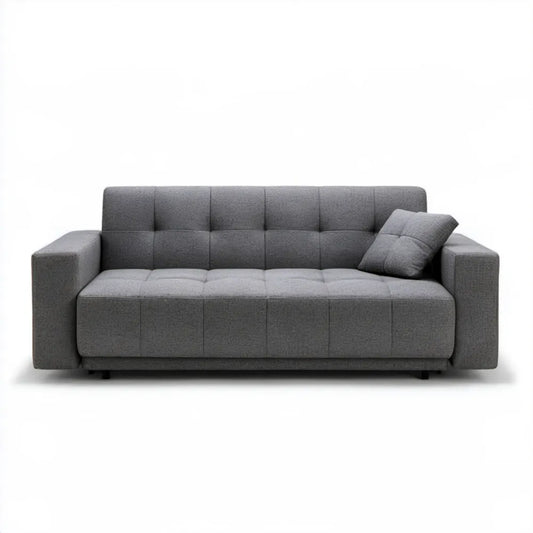 Szara trzyosobowa sofa z tkaniny poliestrowej 220 x 90 x 85 cm