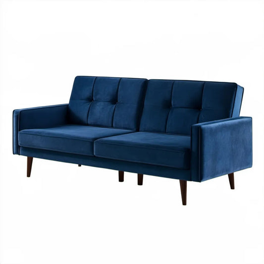 Trzyosobowa sofa z aksamitu poliestrowego granatowa 220 x 90 x 88 cm